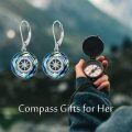 wholesale 925 Sterling Silver Compass Crystal Drop Earrings-0-7