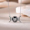 wholesale 925 Sterling Silver Black Enamel Triple Wolf Head Pendant Necklace for Women Girls  45cm Chain Length-0-4