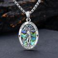 wholesale 925 Sterling Silver St Sebastian Protect Us Pendant with Abalone Shell and Crosses on Beaded Chain - 34 Total Length-0-2