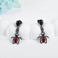wholesale Black 925 Sterling Silver Spider Teardrop Dangle Earrings - Gothic Halloween  for Her-0-2