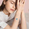 wholesale 925 Sterling Silver Heart-Shaped Blue Crystal Dolphin Charm Bangle Bracelet for Women's Gifts-0-2
