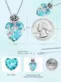 TOUPOP Sterling Silver Birthstone Rose Flower Heart Pendant Necklace-0-3