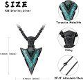 wholesale 925 Sterling Silver Black Plated Arrowhead Pendant with Turquoise and Malachite Inlay Necklaces for Men & Women-0-5