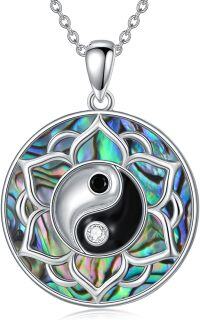 wholesale 925 Sterling Silver Yin Yang Abalone Shell Pendant Necklaces for Women-Yin Yang Necklace