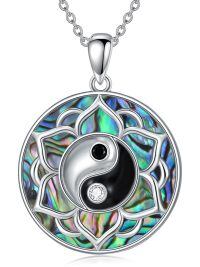 wholesale 925 Sterling Silver Yin Yang Abalone Shell Pendant Necklaces for Women-Yin Yang Necklace