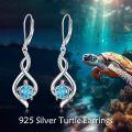 wholesale 925 Sterling Silver Turtle Drop Earrings with Blue Crystal Stone for Women Girls  4cm Long-0-2