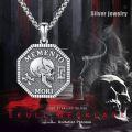 wholesale 925 Sterling Silver Gothic Skull Pendant Necklace  with MEMENTO MORI Inscription - 925 Sterling Silver Jewelry for Women and Men-0-1