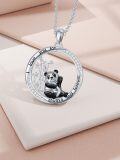 wholesale TOUPOP Mothers Day Gifts For Mom Panda Necklace Sterling Silver Panda Bear Necklace Bamboo Heart Pendant Engraved I Love You For Always And Forever Animal Jewelry For Women -0-2