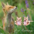 wholesale 925 Sterling Silver Cute Fox Holding Heart Earrings Wholesale Pink-0-10