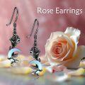 wholesale  Metal Ruby Black Rose Moon Leverback Gothic Earrings for Women-0-2