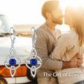 wholesale 925 Sterling Silver Blue Cubic Zirconia Celtic Knot Drop Earrings-0-5