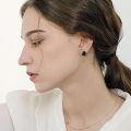 wholesale 925 Sterling Silver Classic Round Black Pearl Earrings-0-4
