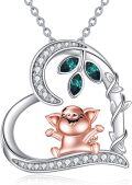 wholesale 925 Sterling Silver Pig Pendant Necklaces for Women Girls Love Heart Charm Gifts Jewelry Accessories-0-0