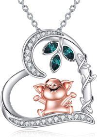 wholesale 925 Sterling Silver Pig Pendant Necklaces for Women Girls Love Heart Charm Gifts Jewelry Accessories-Pig Necklace