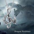 wholesale 925 Sterling Silver Dragon Music Note Pendant on Chain - Vintage Style Jewelry for Women and Girls-0-4