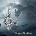wholesale 925 Sterling Silver Dragon Music Note Pendant on Chain - Vintage Style Jewelry for Women and Girls-0-4