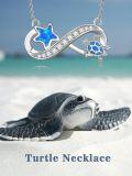wholesale 925 Sterling Silver Star & Turtle Infinity Pendant Necklace for Women Girls Gifts Jewelry Blue Fire Opal Chain 45cm Length-0-4