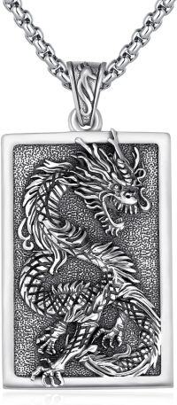 wholesale 925 Sterling Silver Metal Stone Dragon Pendant Necklaces for Men & Women-A-Dragon Necklace