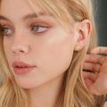 wholesale 925 Sterling Silver Yellow Citrine Green Cz Flower Stud Earrings-0-5