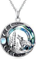 wholesale TOUPOP Wolf Necklace Sterling Silver Celtic Crescent Moon Pendant With Crystal Jewelry Birthday Christmas Gifts For Her Wife -0-0