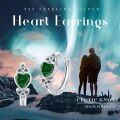 wholesale 925 Sterling Silver Green Crystal Celtic Knot Heart Huggie Hoop Earrings for Women-0-5