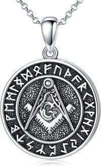 wholesale 925 Sterling Silver Masonic Memento Mori Skull Viking Thors Hammer Tridents Pendant for Men Women-1-6