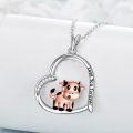 wholesale 925 Sterling Silver Love You Forever Cow Heart Pendant Necklace-0-2