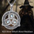 wholesale 925 Sterling Silver Celtic Knot Moonstone Pendant Necklace with 3 Blue Stones and Triquetra Design for Women Girls  (Silver)-0-2