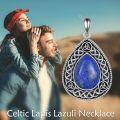 wholesale 925 Sterling Silver Celtic Knot Teardrop Moonstone & Lapis Lazuli Pendant Necklace-0-6