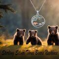 wholesale 925 Sterling Silver Bear Family Tree of Life Pendant Necklace for Women-0-1