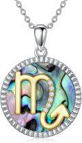 wholesale 925 Sterling Silver Scorpio Zodiac Abalone Shell & Cubic Zirconia Pendant Necklace-0-0