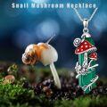 wholesale Sterling Silver Mushroom Necklace with Snail Pendant Gift for Women-0-17