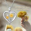 wholesale 14K White Gold Diamond Sunflower Heart Pendant Necklace - 16 Chain Length-0-2