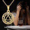 wholesale 14K Gold Round Circle Triangle Diamond Pendant Necklace for Women-0-1