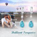 wholesale 925 Sterling Silver Teardrop Turquoise Drop Pearl Leverback Earrings-0-3