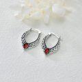 wholesale 925 Sterling Silver Red Garnet Vintage Filigree Hoop Earrings Hypoallergenic Click-Top s for Women and Teen Girls-0-1