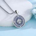 wholesale 925 Sterling Silver Blue Enamel Compass Pendant Necklace  - Mountain Theme Jewelry for Women and Men-0-2
