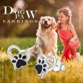 wholesale 925 Sterling Silver Dog Paw & Moon Heart Stud Earrings - Cute Animal Prints Jewellery Gift for Her-0-5