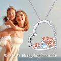 wholesale 925 Sterling Silver Heart-Shaped Hedgehogs Love You Pendant Necklace with Blue Stone and Cubic Zirconia Accents-0-2