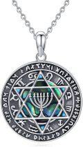 wholesale 925 Sterling Silver Star of David & Menorah Pendant Necklace - Jewish Messianic Seal Protection Jewelry for Hanukkah Gift-0-0
