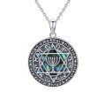 wholesale 925 Sterling Silver Star of David & Menorah Pendant Necklace - Jewish Messianic Seal Protection Jewelry for Hanukkah Gift-0-0