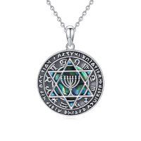 wholesale 925 Sterling Silver Star of David & Menorah Pendant Necklace - Jewish Messianic Seal Protection Jewelry for Hanukkah Gift-Star of David-Menorah
