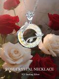 wholesale 925 Sterling Silver Black Austrian Crystal Infinity Rose Pendant Necklace-0-9