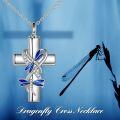 wholesale 925 Sterling Silver Dragonfly Cross Urn Keepsake Memorial Jewelry for Women-0-4