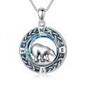wholesale 925 Sterling Silver Blue Crystal Compass Pendant Necklace with Celtic Knot Design and Mountain Elements-0-0