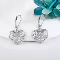 wholesale 925 Sterling Silver Celtic Knot Heart Drop Earrings for Women Girls  4cm Long-0-1