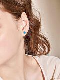 wholesale 925 Sterling Silver Blue Fire Opal Round Stud Earrings for Women-0-2