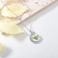 wholesale 925 Sterling Silver Dragonfly Pendant in Crescent Moon Shape with Green Enamel Accents - Unique Jewelry for Women and Girls-0-2