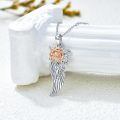 wholesale 925 Sterling Silver Angel Wings Rose Pendant Necklace With Delicate Chain Design-0-4