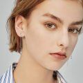wholesale 925 Sterling Silver Rainbow Moonstone Drop Earrings White Gold Plated Long Chain Threader-0-4